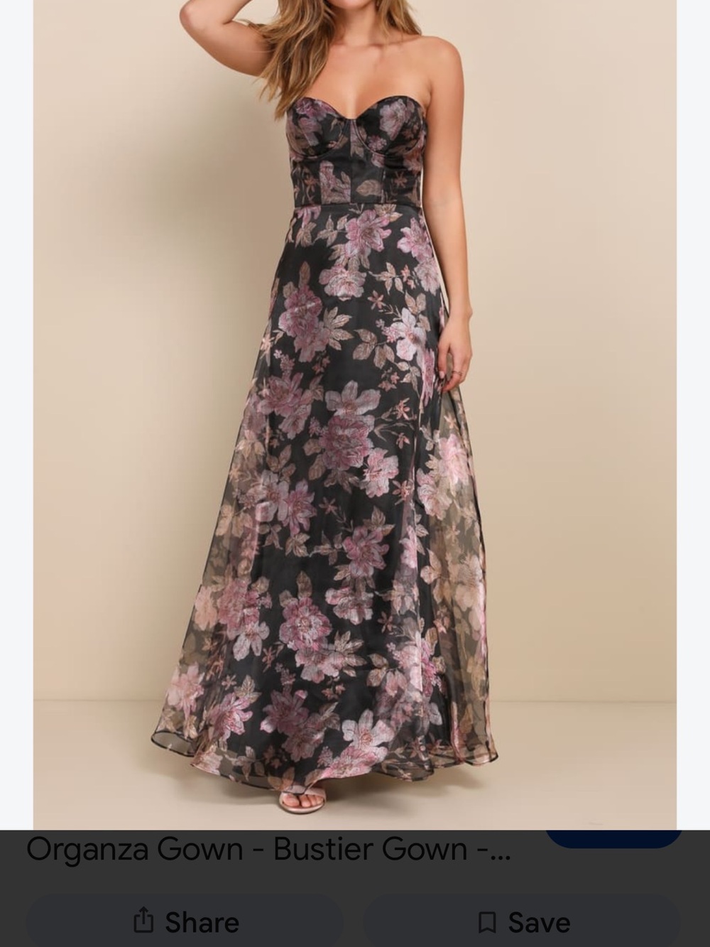 Lulu's Black Mesh Maxi Dress with Mauve Floral Embroidery